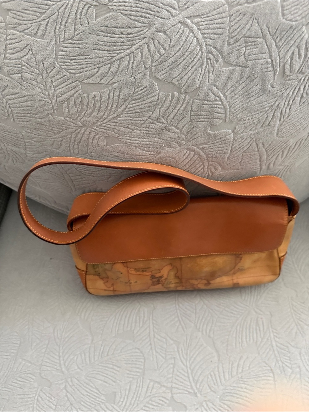 Leather Crossbody Bag in Warm Tan and Cognac